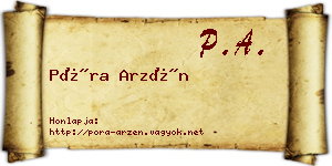 Póra Arzén névjegykártya