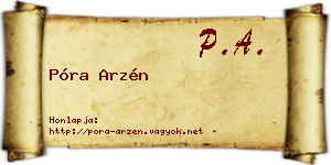 Póra Arzén névjegykártya
